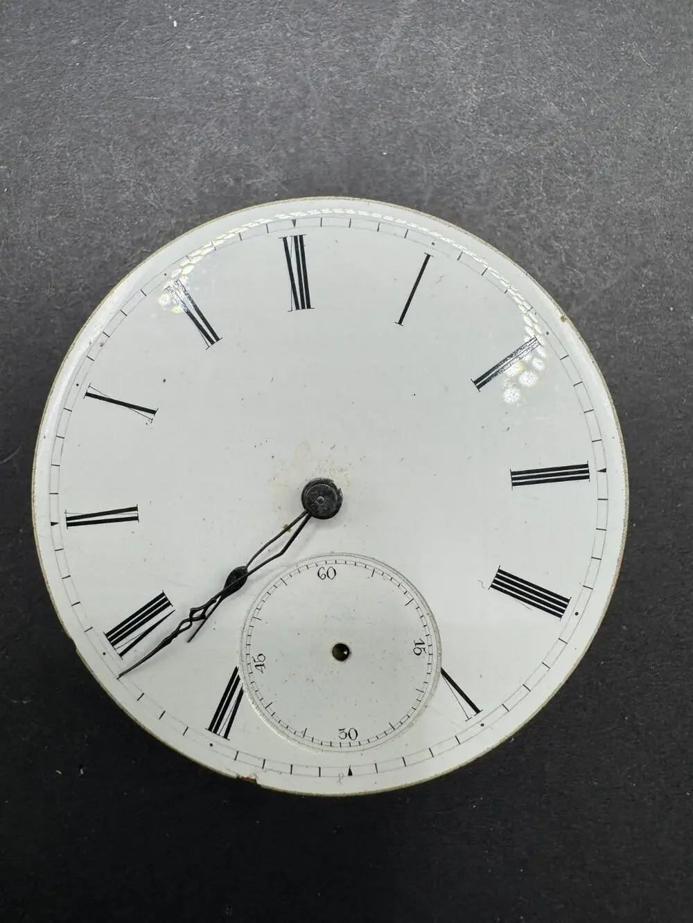 Vintage Unsigned European Pocket Watch White Dial Movement For Parts / Repair